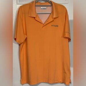 Columbia PFG Orange Polo Shirt Men’s Large L/G Short Sleeve Fishing Performance